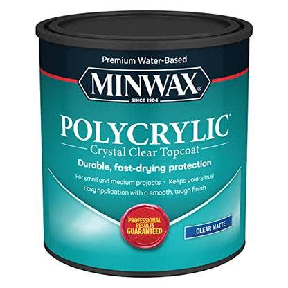Minwax 622224444 Polycrylic Protective Wood Finish, Clear Matte, 1 Quart & 618514444 Water-Based Pre- Stain Wood Conditioner, Quart