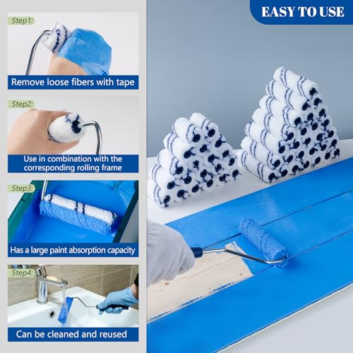 Microfiber Paint Roller, 3/8" Nap, 2 and 4 Inch, 50 Pack - size: 2&4 Inch Paint Roller Kit, 50 Pack
