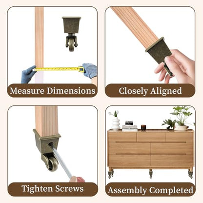 Semetall 4PCS Swivel Caster Wheels Square Cup Furniture Castors (Bronze) - style: A-009