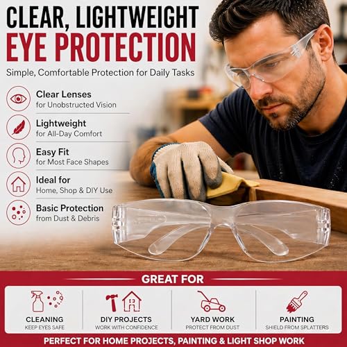 BISON LIFE Clear Safety Glasses for Men & Women, ANSI Z87.1 Certified, 6 Pk - color: Clear/Clear