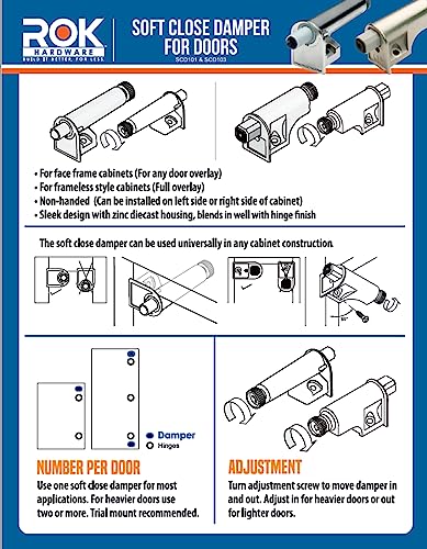 5 Pack Rok Hardware Soft Close for Cabinet Doors/Metal Soft Close Adapter/Damper/Hardware/Zinc/Hinge/European Made! SCD101 - size: 5 Pack