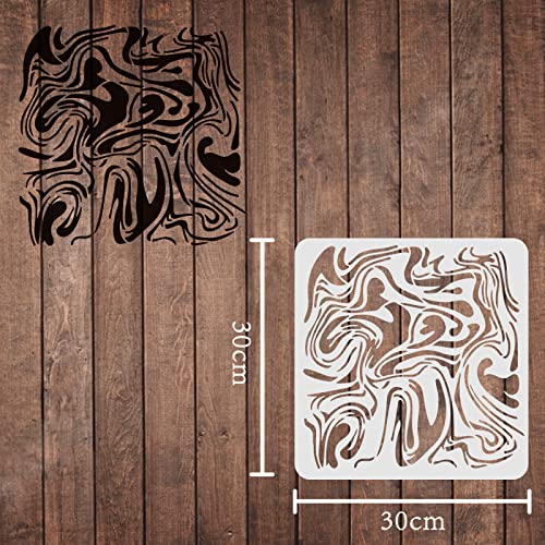 FINGERINSPIRE Marble Stencils Template 11.8x11.8inch Plastic Marble Drawing Painting Stencils Square Reusable for Painting on Wood, Floor, Wall and Tile - color: Marble Pattern