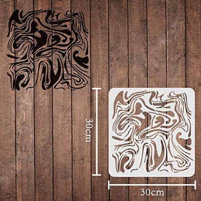 FINGERINSPIRE Marble Stencils Template 11.8x11.8inch Plastic Marble Drawing Painting Stencils Square Reusable for Painting on Wood, Floor, Wall and Tile - color: Marble Pattern