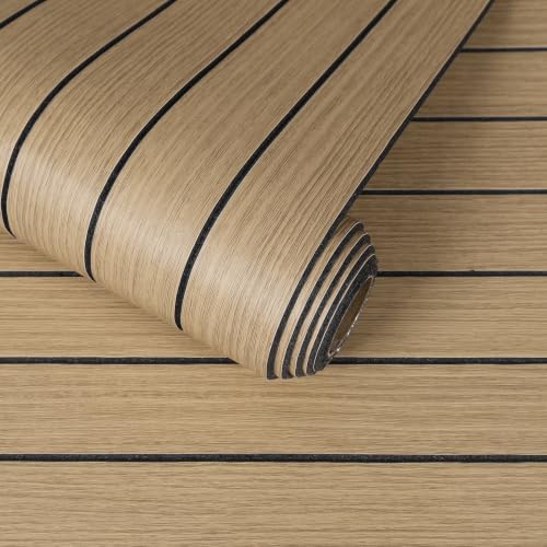 CHIHUT Wide Light Oak Tan Wood Paneling 24"x197" Peel and Stick Wood Panels for Interior Wall Decor Thick Foam 3D Textured Wooden Paneling Roll Renter Friendly Ceiling Wallpaper for Wall Covering - color: Light Oak Tan-24"x197"