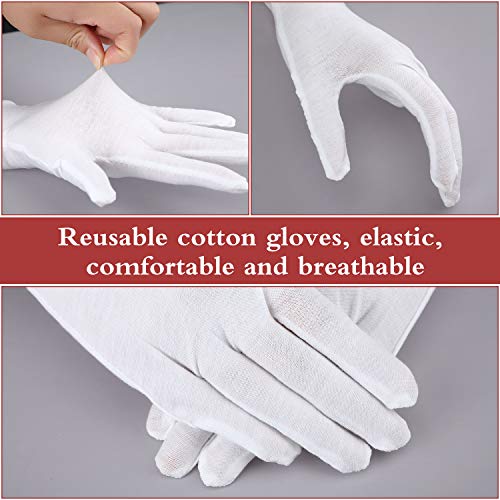 SATINIOR Cotton Gloves for Jewelry Coin Art Handling - color: White