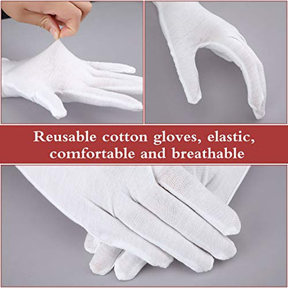 SATINIOR Cotton Gloves for Jewelry Coin Art Handling - color: White
