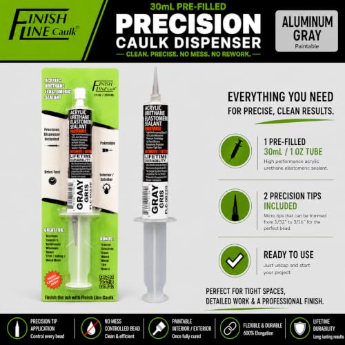 30mL Pre-Filled Precision Caulk Applicator Gray, 1-Pack - color: Aluminum Gray