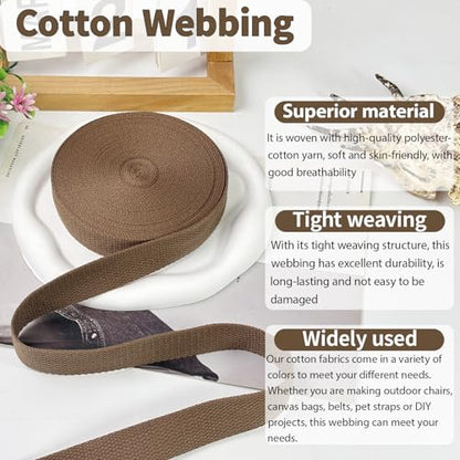 Brown Cotton Webbing 1in x 10Yards - color: Brown