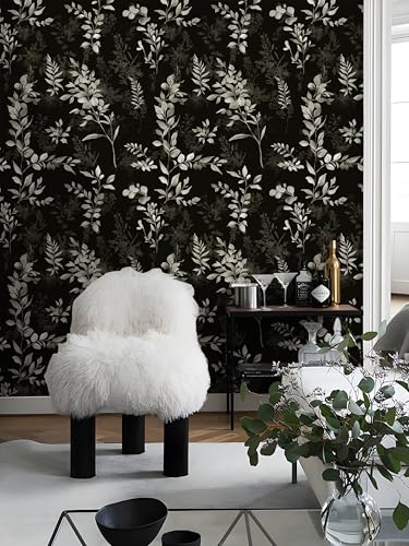 Floralplus Wallpaper Peel and Stick Dark Leaf Removable Wallpaper
