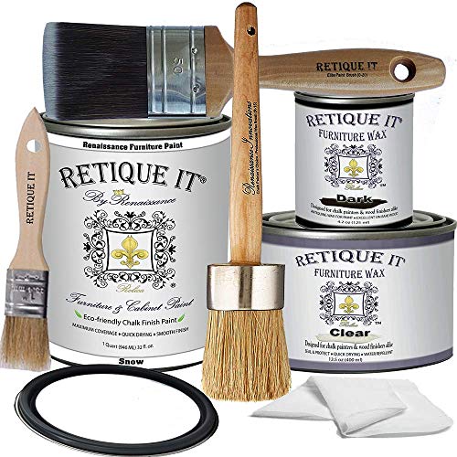 Retique It Chalk Furniture Paint by Renaissance DIY, Wax Kit, 01 Snow - color: Snow 01