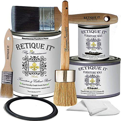 Retique It Chalk Furniture Paint by Renaissance DIY, Wax Kit, 01 Snow - color: Snow 01