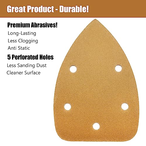 50 Pack Mouse Sander Sandpaper, Sanding Pads for 5.5'' Detail Sanders, Hook and Loop Sandpaper Detail Sander Palm Sander Sandpaper for Wood Furniture Sanding Refinishing (180 Grit) - style: 180 Grit