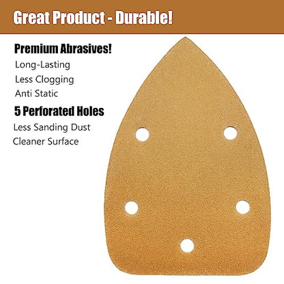 50 Pack Mouse Sander Sandpaper, Sanding Pads for 5.5'' Detail Sanders, Hook and Loop Sandpaper Detail Sander Palm Sander Sandpaper for Wood Furniture Sanding Refinishing (180 Grit) - style: 180 Grit