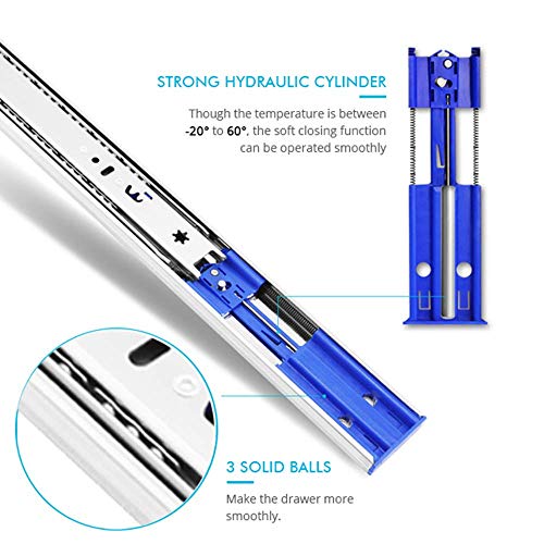 6 Pairs of 18 Inch Soft Close Full Extension Drawer Slides - size: 18 Inch