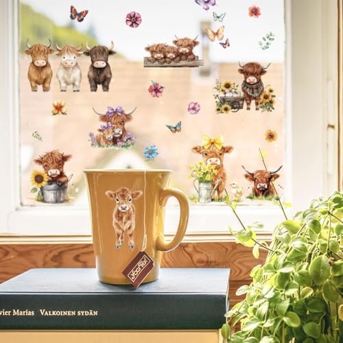 4 Sheets Highland Cow Rub on Transfers for Furniture Crafts 6x12 - color: Highland Cattle