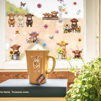 4 Sheets Highland Cow Rub on Transfers for Furniture Crafts 6x12 - color: Highland Cattle
