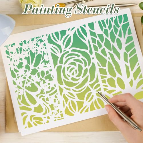Texture Stencils for Crafts Reusable 16Pcs Stencils(7.87X3.94 Inch) - color: Texture 4