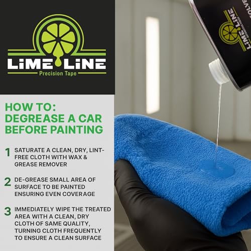 LiME LiNE Wax and Grease Remover – Multi-Surface Paint Prep Cleaner for Auto Body, Metal, Plastic, Fiberglass – Fast-Drying Solvent Degreaser Removes Wax, Tar, Adhesive & Contaminants (1 Gallon) - size: 128 Fl Oz (Pack of 1)