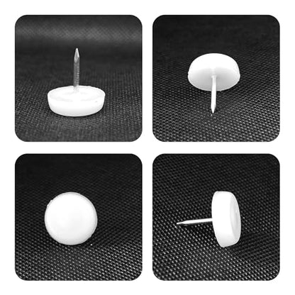 40PCS 18mm Nail-On Furniture Glides, White Nylon Chair Feet Protectors for Hardwood Floors, Round Tack-in Table Leg Sliders, Floor Protection Pads for Sofas & Cabinets