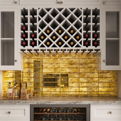 Lovdeco Peel & Stick Gold Antique Mirror Tile 3x12 Inch Beveled (20 Pcs) - color: Gold Light Antique, size: 3x12 inch