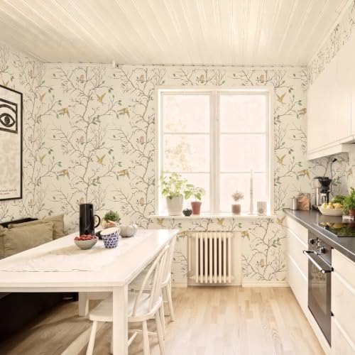 CiCiwind Vintage Peel and Stick Wallpaper Bird Wallpaper 17.3''x78.7'' - size: 17.3" x 78"