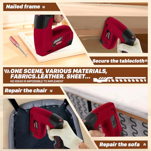Electric Staple Gun with 3000 Staples 650 Nails, Upholstery Staple Gun for Wood Crafts Carpentry Decoration DIY, 4V 2 in 1 Cordless Brad Nailer Fits 18GA 1/4"-1/2" Nails and 22GA 3/16"-3/8" Staples
