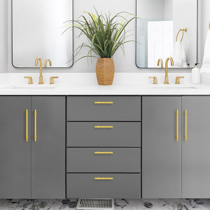 15 Pack Gold Cabinet Handles, 6-1/4" Hole Center Kitchen Drawer Pulls - color: Gold, size: 6-1/4 Inch Hole Center