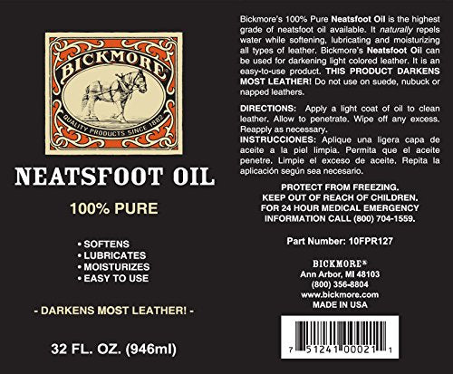 Bickmore 100% Pure Neatsfoot Oil - Leather Conditioner and Wood Finish - size: 8 Fl Oz (Pack of 1)