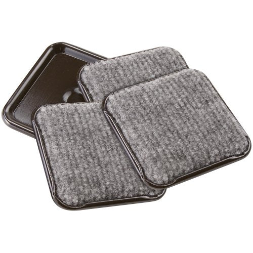 SoftTouch 2-1/2" Square Reusable Carpet Bottom Furniture Caster Cups for Office Chairs, Desks, and Carts, Furniture Wheel Caster Cups for Carpet and Hardwood Surfaces, 12-Pack, Brown/Gray - size: 2-1/2 Inch, 4 Pack, style: Square