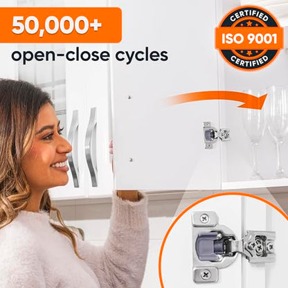 Decobasics 4 Pack Soft Close Cabinet Hinges – 3/4" Overlay for Kitchen Cabinet Doors, Face Frame Concealed Hidden Hinges – Stainless Steel, Self-Closing with 3-Way Adjustment & Slow Close Damper - size: 3/4 Inch