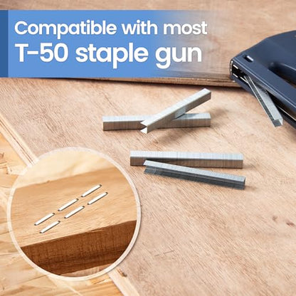 meite T50 Staples, 1/2 Inch Heavy Duty Staples for Staple Gun, Galvanized 20 Gauge 3/8 Inch Crown Staple for Upholstery, Construction, Furniture (1 Case) - size: 1/2 Inch, style: 20 Boxes