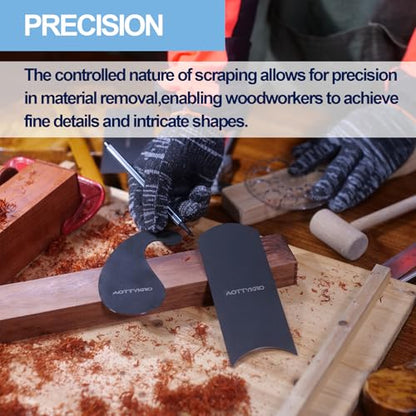 3PCS Cabinet Card Scrapers, High-Strength Blue Spring Steel Woodworking Tools for Engraving, Deburring, Polishing & Contour Sanding - size: Set D