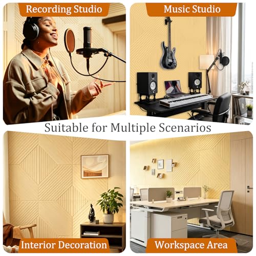 Acoustic Wall Panels, 6 Pack Decorative Art Soundproof Panel