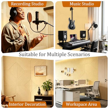 Acoustic Wall Panels, 6 Pack Decorative Art Soundproof Panel