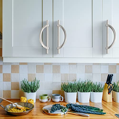 Amerdeco 10 Pack Brushed Satin Nickel Cabinet Pulls 5 Inch(128MM) Hole Centers Kitchen Cabinet Handles Hardware Kitchen Handles for Cabinets Cupboard Handles Drawer Pulls - color: Brushed Satin Nickel, size: 5"/128MM Hole Center, style: 10 Pack