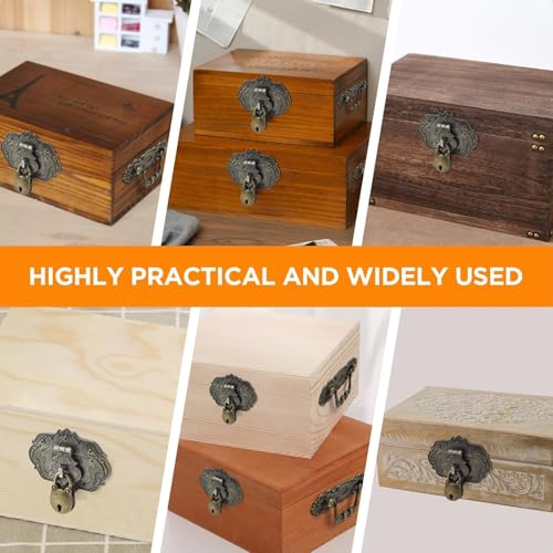 1 Set Jewelry Box Hinges Hasp Catch Handles Lock, Retro Engraved Decorative - color: 8 PCS