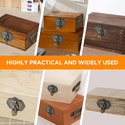 1 Set Jewelry Box Hinges Hasp Catch Handles Lock, Retro Engraved Decorative - color: 8 PCS