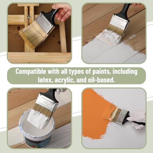 Bates- Paint Brushes, 3-Inch, 6 Pack, Plastic Handle Flat Paint Brushes