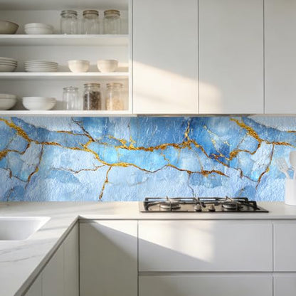 Nuxovilar Light Blue Crystal Marble Wallpaper Peel Stick 15.75x39.37 - color: YFW07271, size: 15.7" x 39.4"