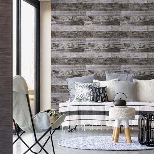 Yun-aeon Natural Wood-Gray Contact Paper Peel and Stick Wallpaper - color: Natural Wood-Gray, size: 34.6" x 480"