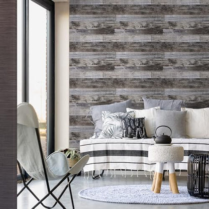 Yun-aeon Natural Wood-Gray Contact Paper Peel and Stick Wallpaper - color: Natural Wood-Gray, size: 34.6" x 480"
