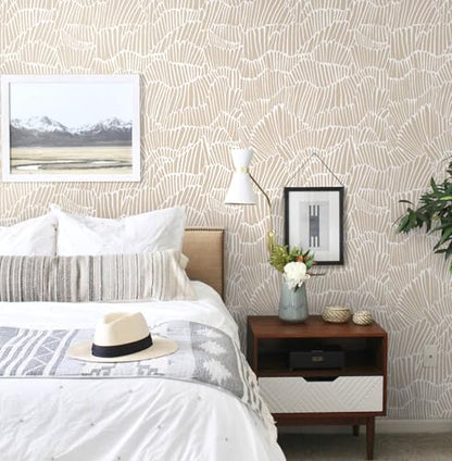 Guvana Beige Peel and Stick Wallpaper Boho Beige and White Contact Paper - color: Beige and White, size: 17.3" x 197"