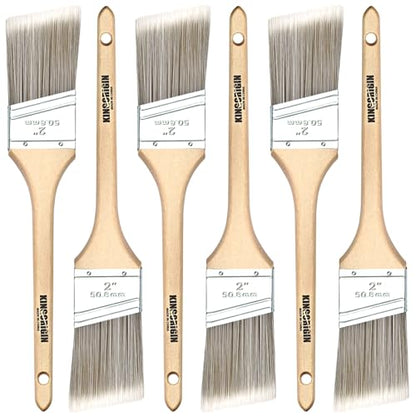 King Origin 2 Inch Angled Paint Brushes 6 PCS Wood Handle - size: 2 Inch, 6 Pack