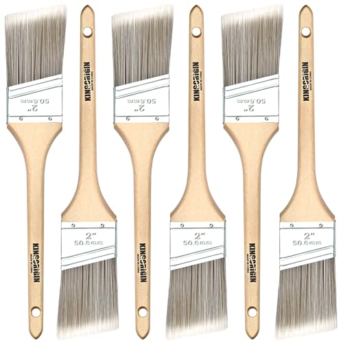 King Origin 2 Inch Angled Paint Brushes 6 PCS Wood Handle - size: 2 Inch, 6 Pack