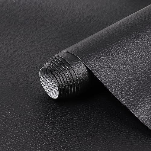 Marine Vinyl Fabric Waterproof Soft Leather Material 55"×180" Black - color: Black, size: 55"W x 180"L