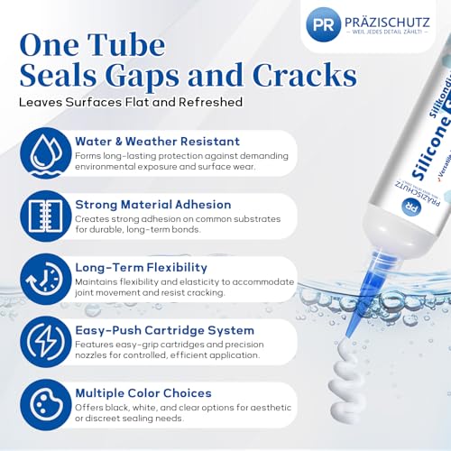 RTV Silicone Adhesive Sealant - High Temperature & Waterproof Caulking for Home, Auto, & Crafts - Creates Flexible, Long-Lasting Seal on Kitchen, Bathroom, Shower, Window (Clear, 30ml/1oz) - color: Clear