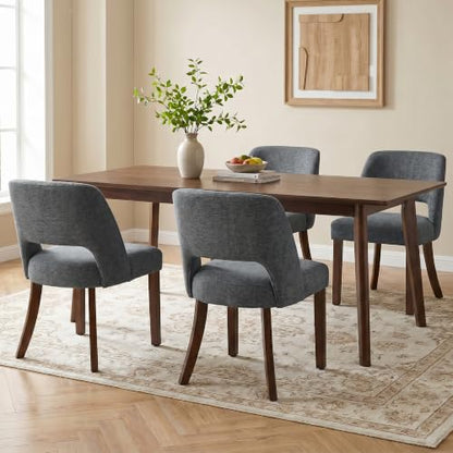 Usaint Upholstered Dining Chairs Set of 4, Modern Fabric Kitchen Chairs - color: Charcoal