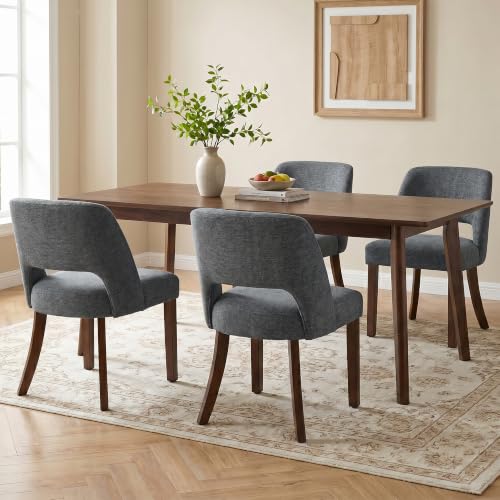 Usaint Upholstered Dining Chairs Set of 4, Modern Fabric Kitchen Chairs - color: Charcoal