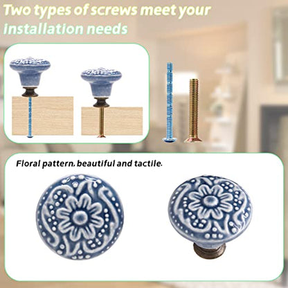 Piutouyar Light Blue Ceramic Knobs, 34mm / 1.3 Inch, 10Pcs - color: Light Blue, size: 10 Pieces