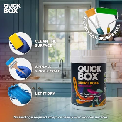 QUICKBOX® Cabinet Paint for Kitchen Cabinets & Furniture, Paint and Primer in One, No Sanding Required, Water-Based, Silk Matte Finish, Low VOC, 33.8 Fl Oz (1 Liter) (Misty Taupe) - color: Misty Taupe